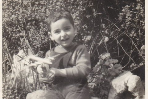 Bild eines jungen Buben mit einem Modellflugzeug